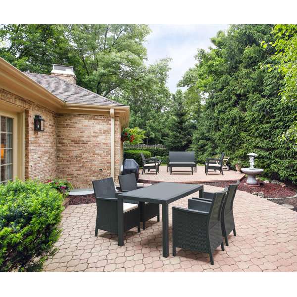 Siesta 5 Piece Resin Rattan Dining Setting with California Tub Chairs