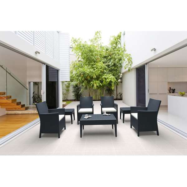 Siesta California Tub Chair with cushion/ Miami Side Table/ Tequila Lounge Table 4 Seat Package- Anthracite