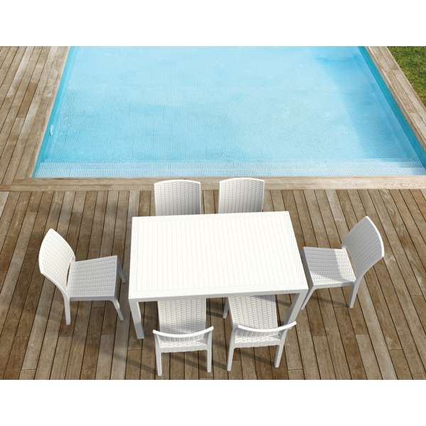 Siesta Orlando 140 Table Florida Chair 6 Seat Package - White