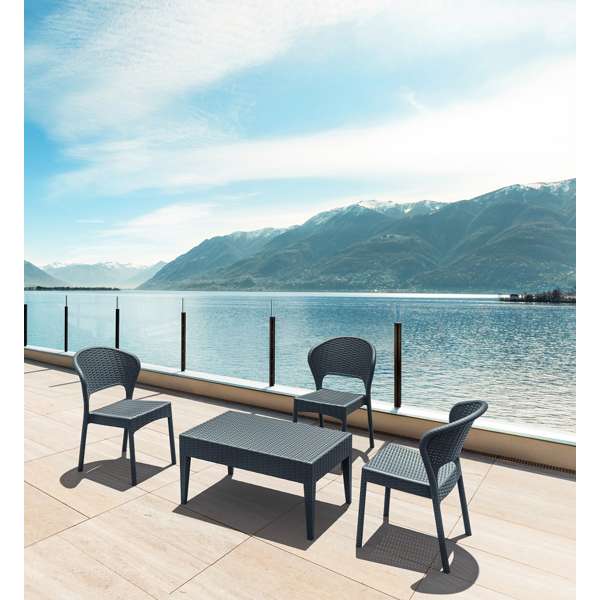 Siesta Daytona Chair/Miami Lounge Table 3 Seat Package - White