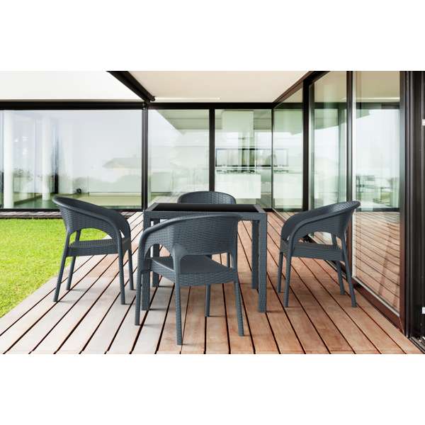 Siesta Bali Table/ Panama Arm Chair 4 Seat Package - White