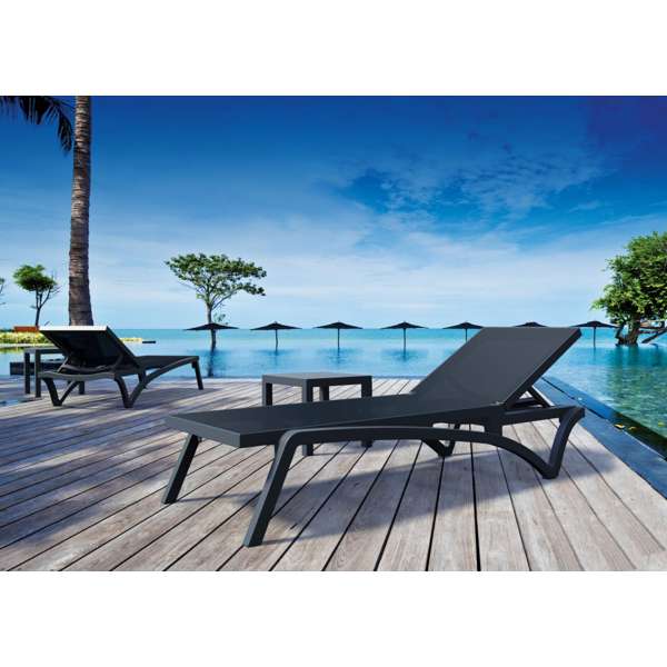 Siesta Pacific Sun Lounger/Ocean Side Table 4 Pc Package - Anthracite