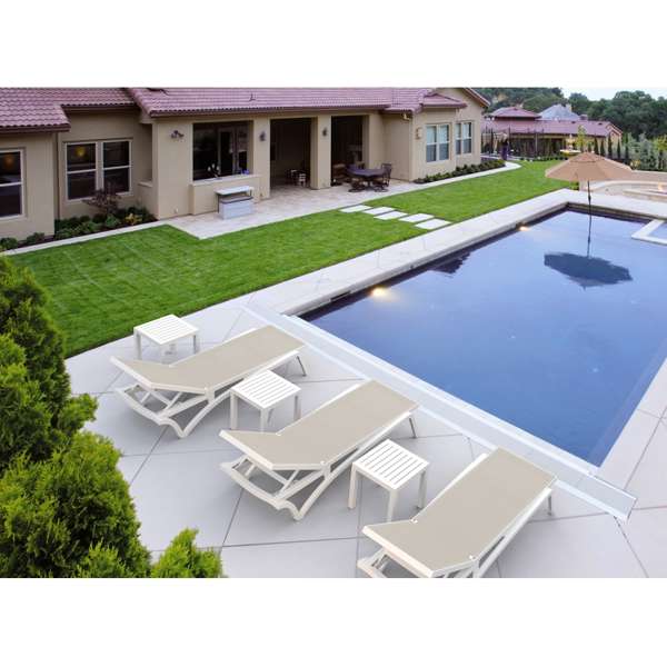 Siesta Pacific Sun Lounger/Ocean Side Table 6 Pc Package - Blue/White