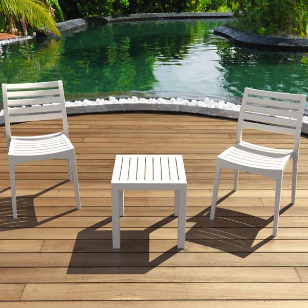 Siesta Ares Chair /Ocean Side Table 2 Seat Package - Silver Grey