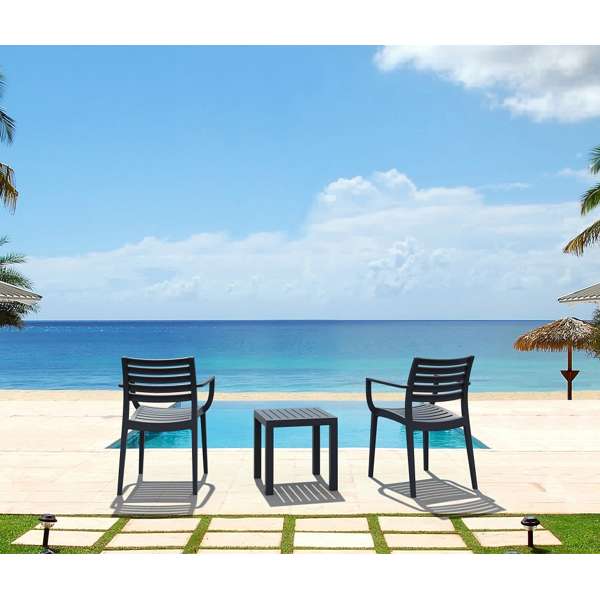 Siesta Artemis Arm Chair/Ocean Side Table 2 Seat Package - White