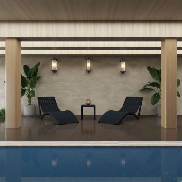 Siesta Slim Sun Lounger/Ocean Side Table 3pc Package - Black