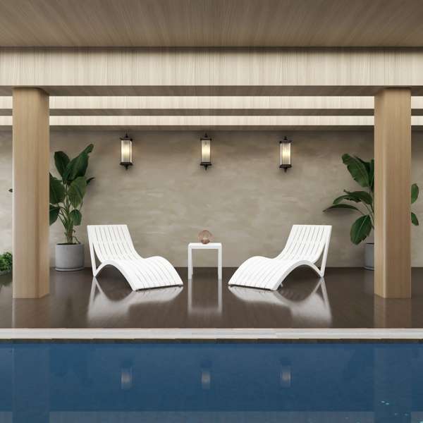 Siesta Slim Sun Lounger/Ocean Side Table 3pc Package - White