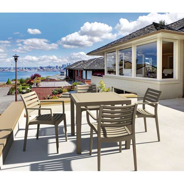 Siesta Ares 80 Table/ Artemis Chair 4 Seat Package - Taupe