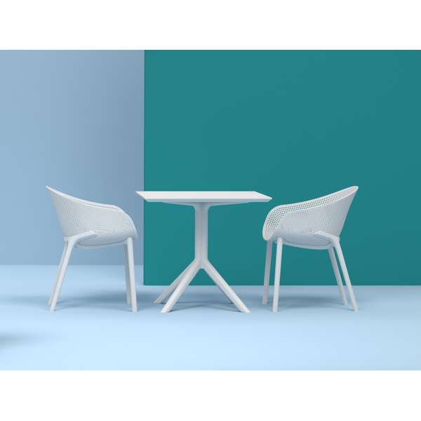 Siesta Sky Table 80/Sky Chair 2 Seat Package - White