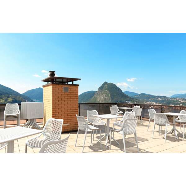 Siesta Sky Folding Table 60/Air Chair  4 Seat Package - Black