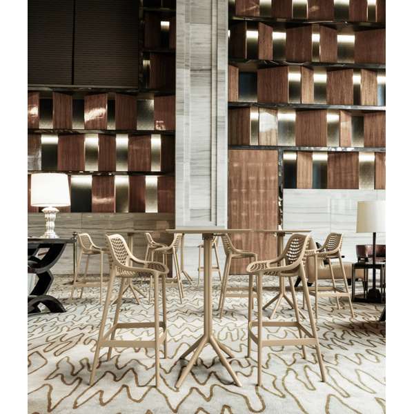 Siesta Sky Folding Bar Table 60/Air Bar Stool 75cm (Dry Bar Height) (Dry Bar Height) 2 Seat Package - Taupe