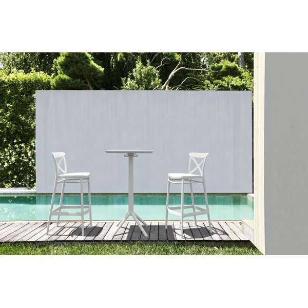 Siesta Sky Folding Bar Table 60/Cross Bar Stool 75cm (Dry Bar Height) 2 Seat Package - White