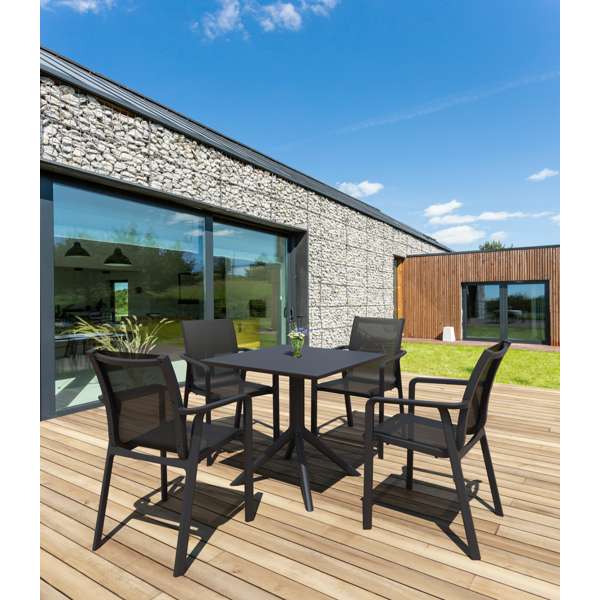 Siesta Sky Table 80/Pacific Arm Chair 4 Seat Package - Anthracite