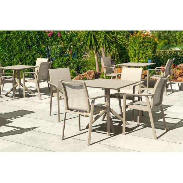 Siesta Sky Table 80/Pacific Arm Chair 4 Seat Package - Taupe