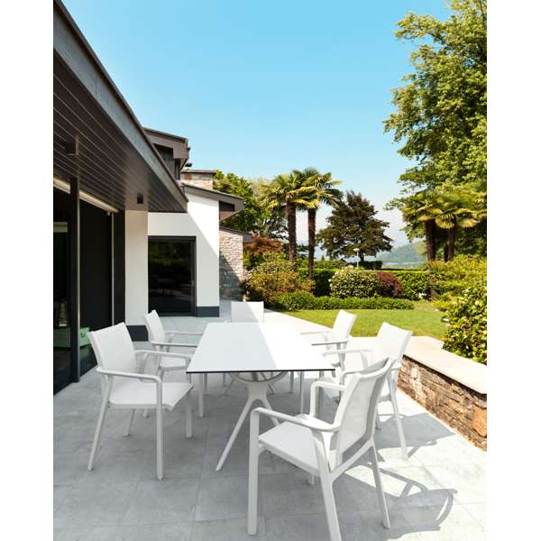 Siesta Air Table 180/Pacific Arm Chair 6 Seat Package - White
