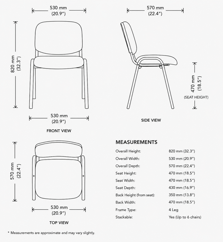 Conference Visitor Meeting Chair Stackable Black
