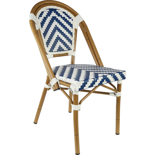 Durafurn Eiffel Chair - Natural Frame - Navy / White Chevron