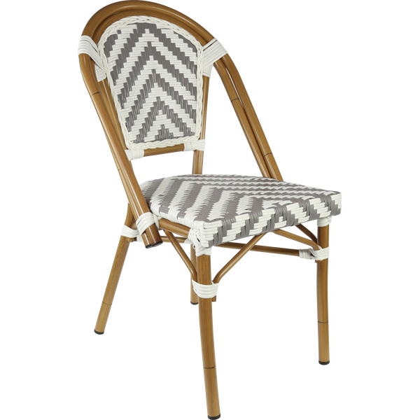 Durafurn Eiffel Chair - Natural Frame - Dark Grey/ White Chevron