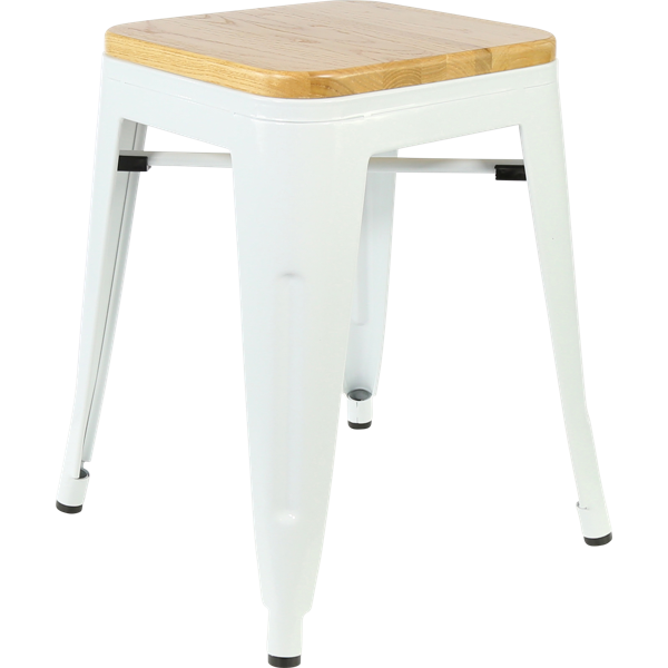 Durafurn Riviera 450 Stool with Timber Seat - White