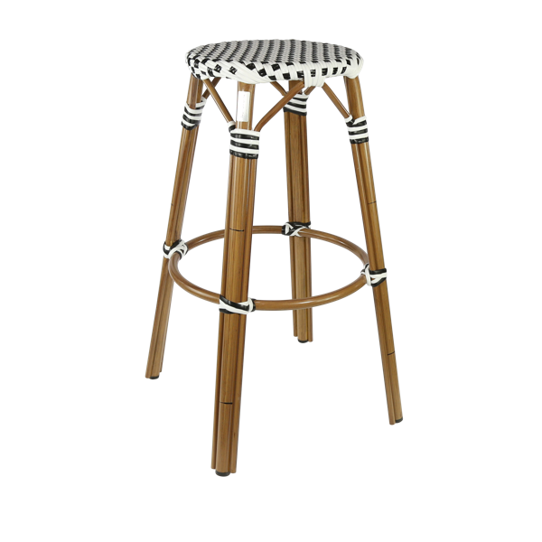 Durafurn Eiffel 750 Backless Stool - Natural Frame - White/Black Standard