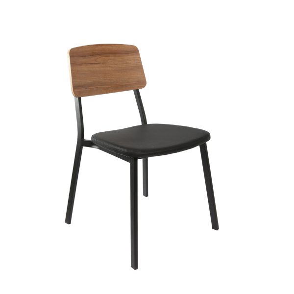 Durafurn Denver Chair - Black Vinyl Seat & Natural Ply Backrest