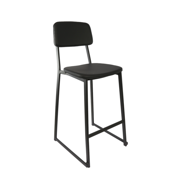 Durafurn Denver Barstool - Black Vinyl Seat & Backrest