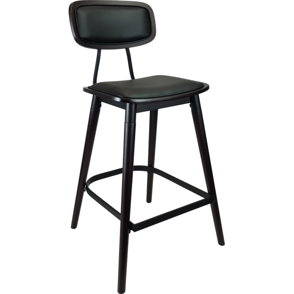 Durafurn Felix Barstool - Black Vinyl Seat - Chocolate - Black Frame