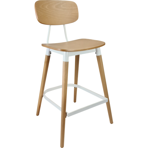 Durafurn Felix Barstool - Ply Seat - Lancaster Oak - White Frame