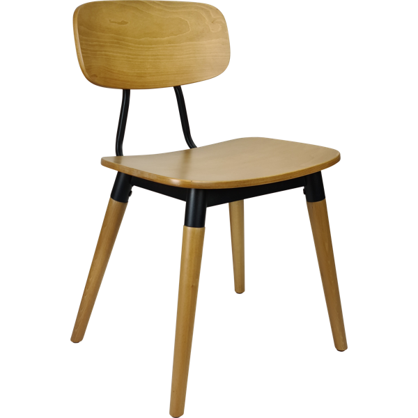 Durafurn Felix Chair - Ply Seat - Lancaster Oak - Black Frame