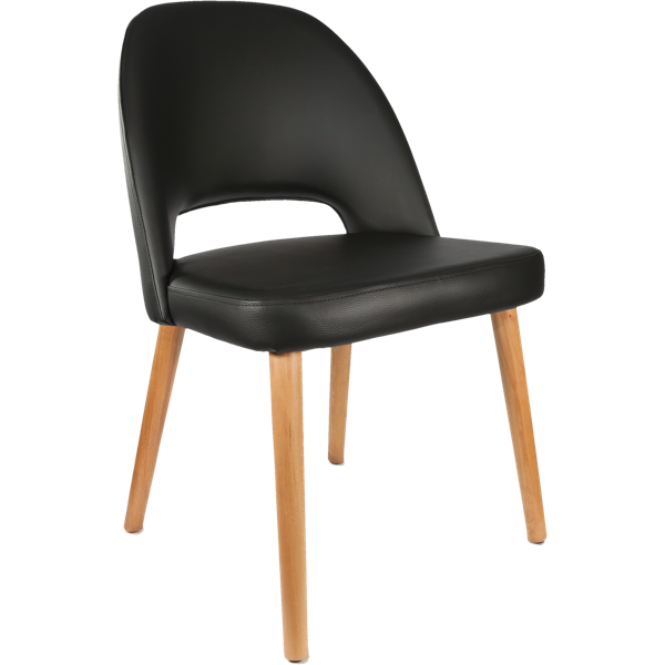 Durafurn Semifreddo Chair - Trojan Oak Legs/Black Vinyl