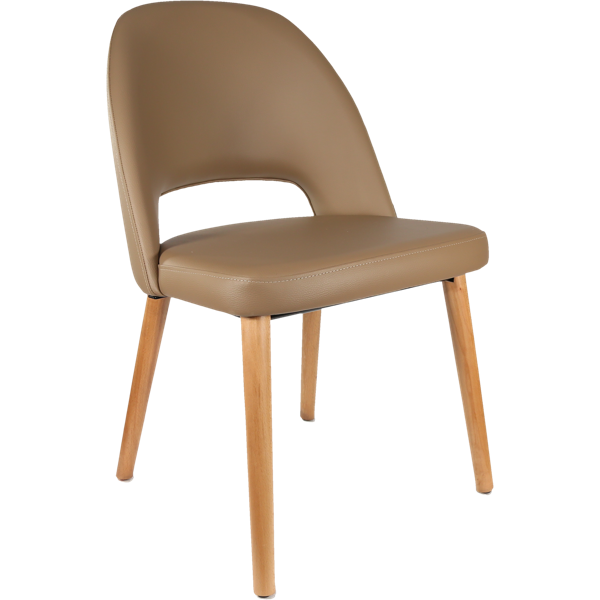 Durafurn Semifreddo Chair - Trojan Oak Legs/Taupe Vinyl