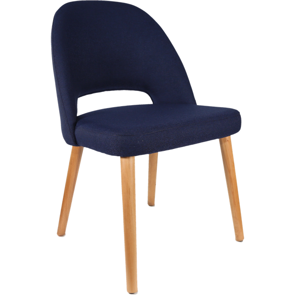 Durafurn Semifreddo Chair - Trojan Oak Legs/Navy Woven Fabric
