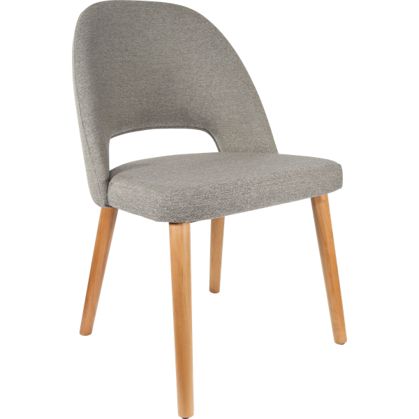 Durafurn Semifreddo Chair - Trojan Oak Legs/Taupe Woven Fabric