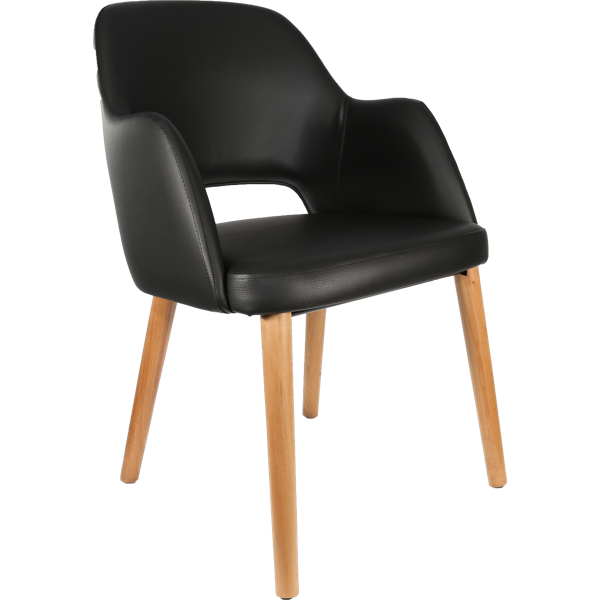 Durafurn Sorbet Chair- Trojan Oak Legs/Black Vinyl