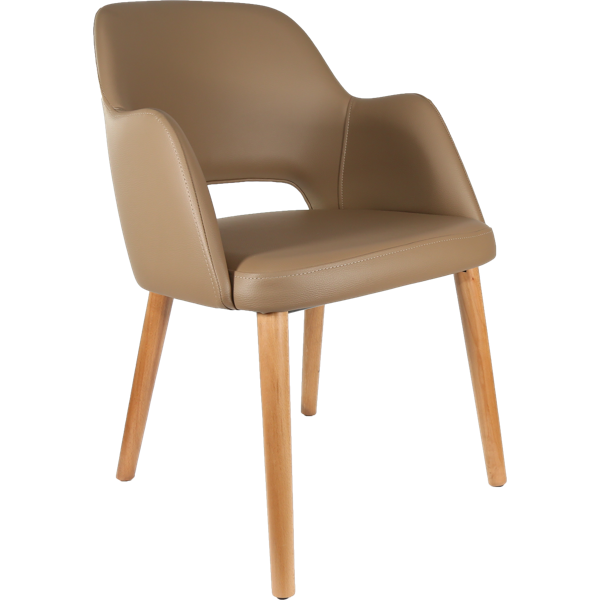 Durafurn Sorbet Chair - Trojan Oak Legs/Taupe Vinyl