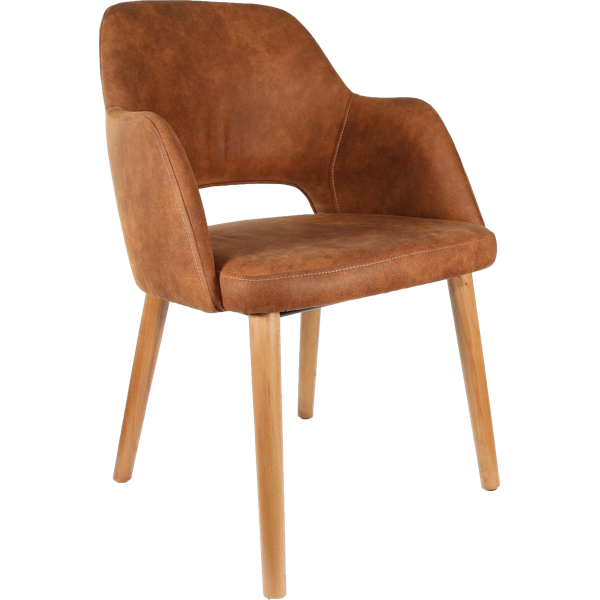 Durafurn Sorbet Chair - Trojan Oak Legs/Tan Premium Vinyl