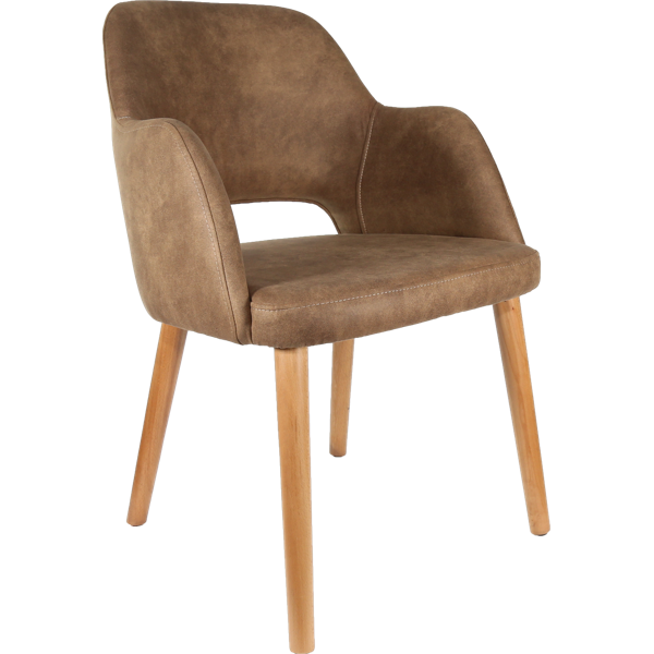 Durafurn Sorbet Chair - Trojan Oak Legs/Mocha Premium Vinyl