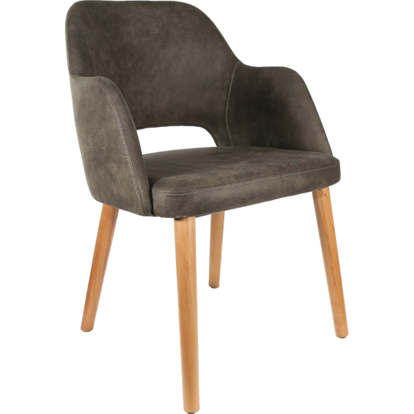 Durafurn Sorbet Chair - Trojan Oak Legs/Charcoal Premium Vinyl