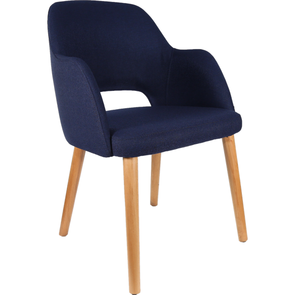 Durafurn Sorbet Chair - Trojan Oak Legs/Navy Woven Fabric