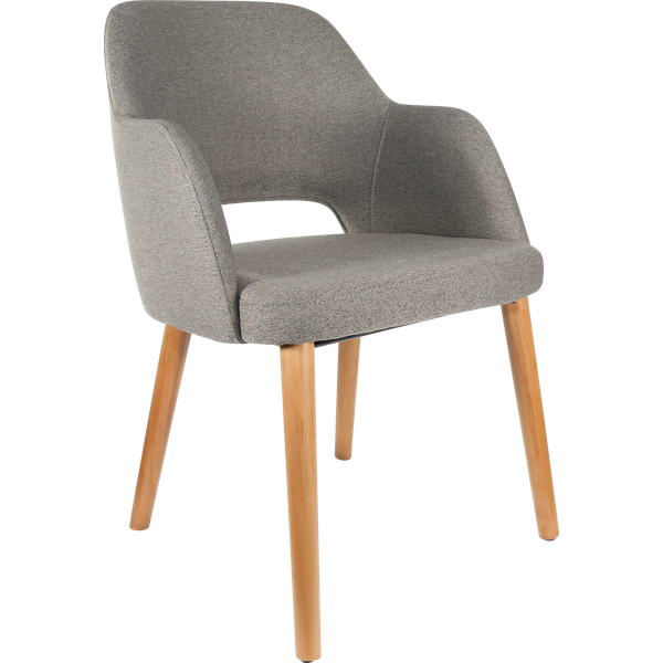 Durafurn Sorbet Chair - Trojan Oak Legs/Taupe Woven Fabric