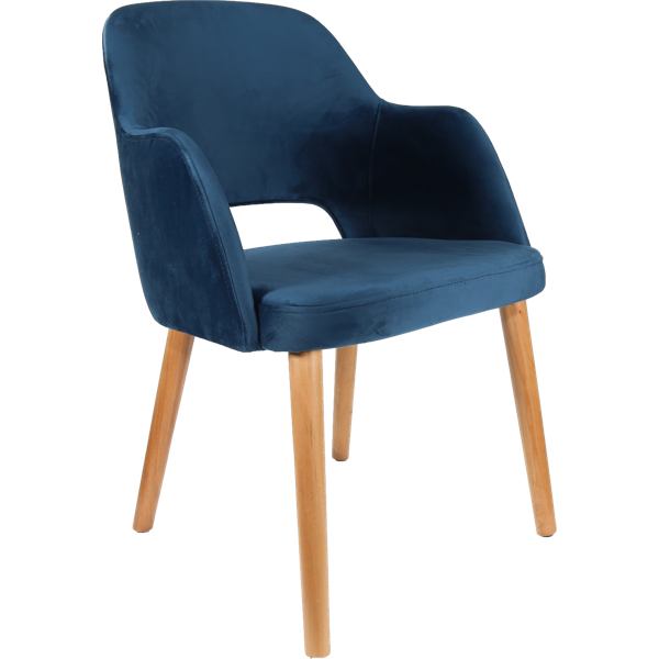 Durafurn Sorbet Chair - Trojan Oak Legs/Denim Velvet