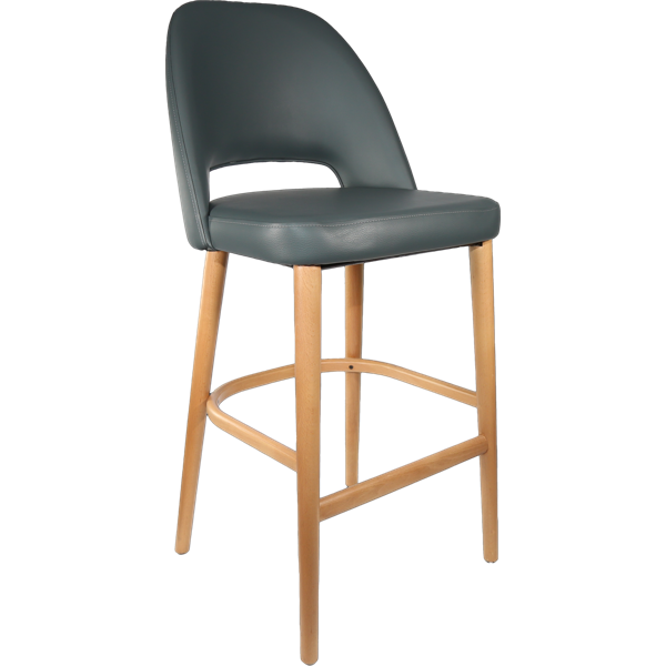 Durafurn Semifreddo Stool - Trojan Oak Legs/Anthracite Vinyl