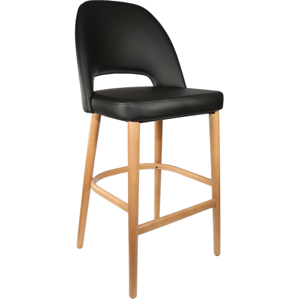 Durafurn Semifreddo Stool - Trojan Oak Legs/Black Vinyl