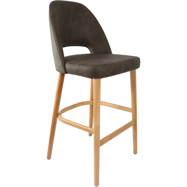 Durafurn Semifreddo Stool - Trojan Oak Legs/Charcoal Fabric