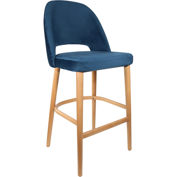 Durafurn Semifreddo Stool - Trojan Oak Legs/Denim Velvet