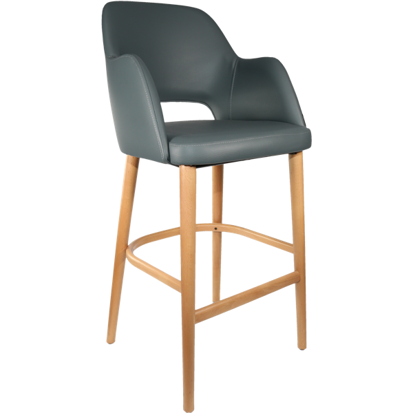 Durafurn Sorbet Stool - Trojan Oak Legs/Anthracite Vinyl