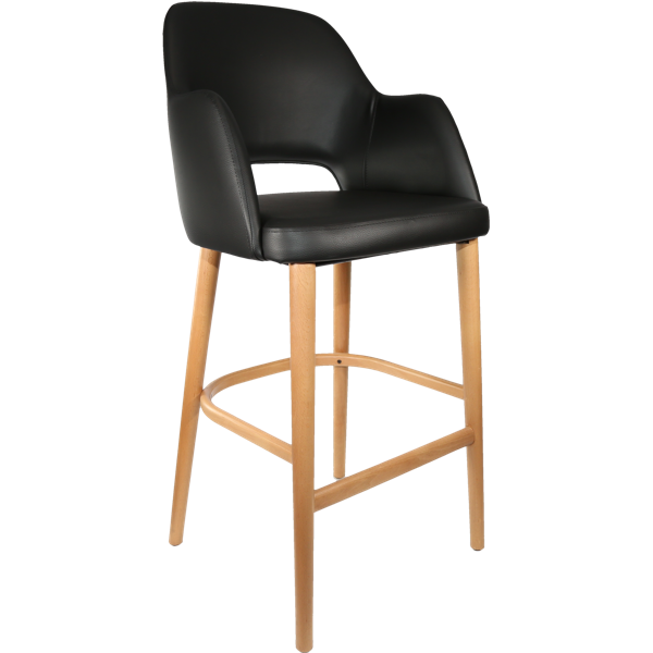 Durafurn Sorbet Stool - Trojan Oak Legs/Black Vinyl