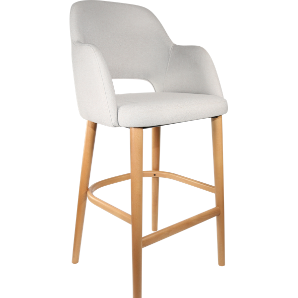 Durafurn Sorbet Stool - Trojan Oak Legs/ Light Grey Woven Fabric