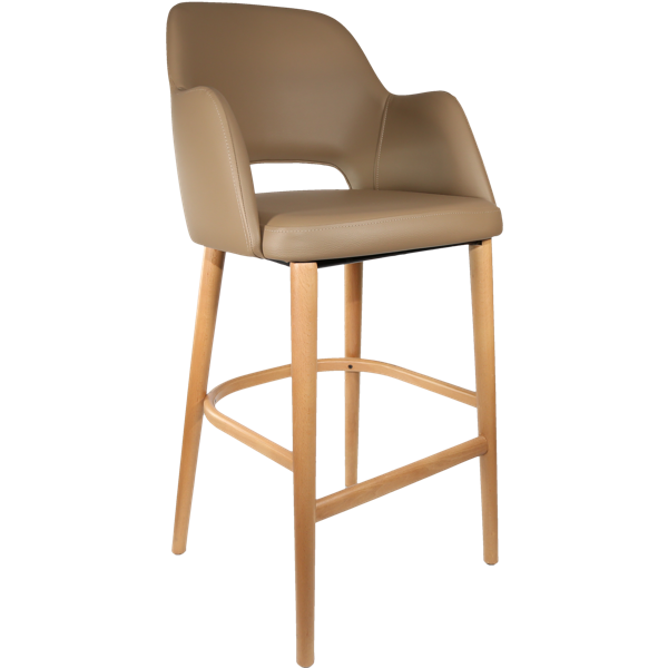 Durafurn Sorbet Stool - Trojan Oak Legs/Taupe Vinyl