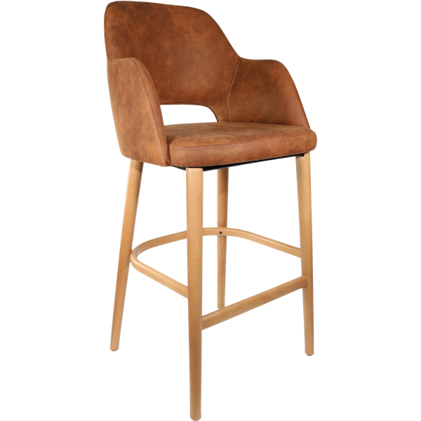 Durafurn Sorbet Stool - Trojan Oak Legs/Tan Premium Vinyl